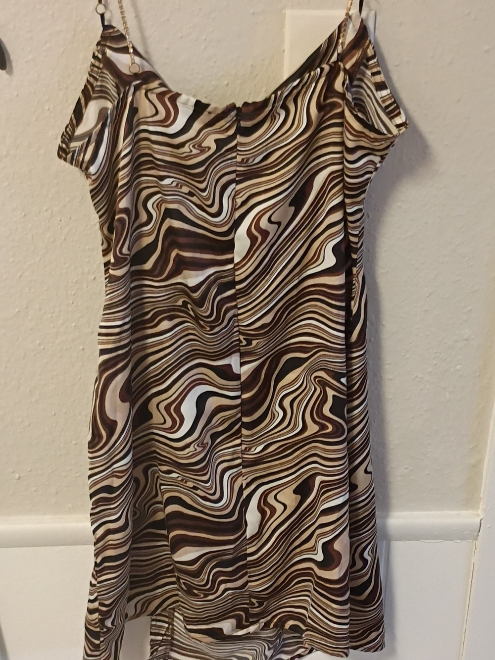 Streetwear Society Brown & Cream Swirl Slip Dress